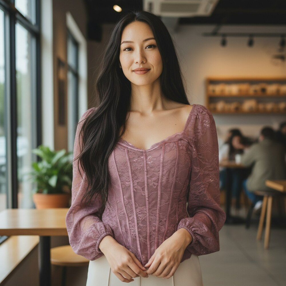 New Willow Root Womens Small Mauve Woodrose Floral Lace Corset Top Shirt Blouse